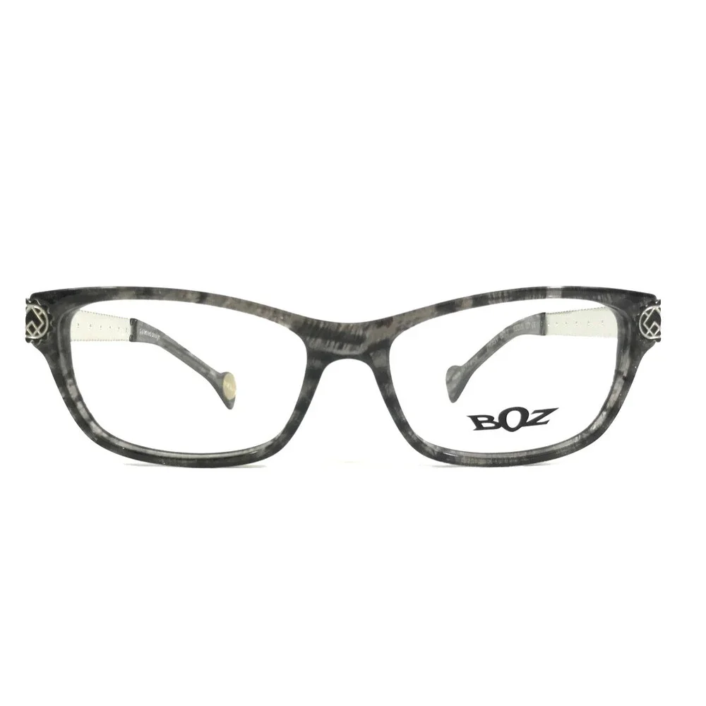 BOZ Eyeglasses Frames ZIGGY 0013 Grey Marble Black Silver Argyle Arms 53-15-137